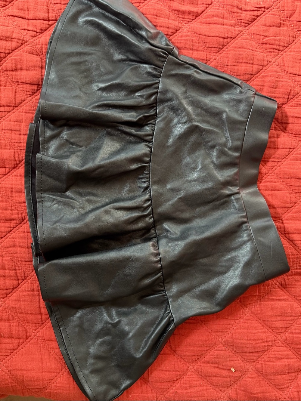 Versona Black Faux Leather Mini Skirt